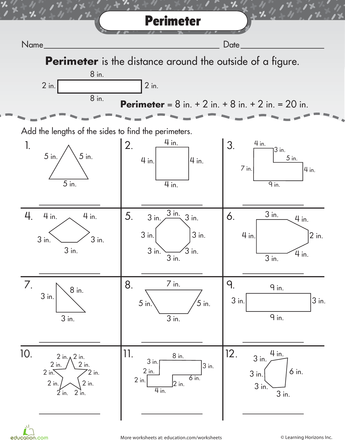 5th Grade Math Worksheets Perimeter And Area