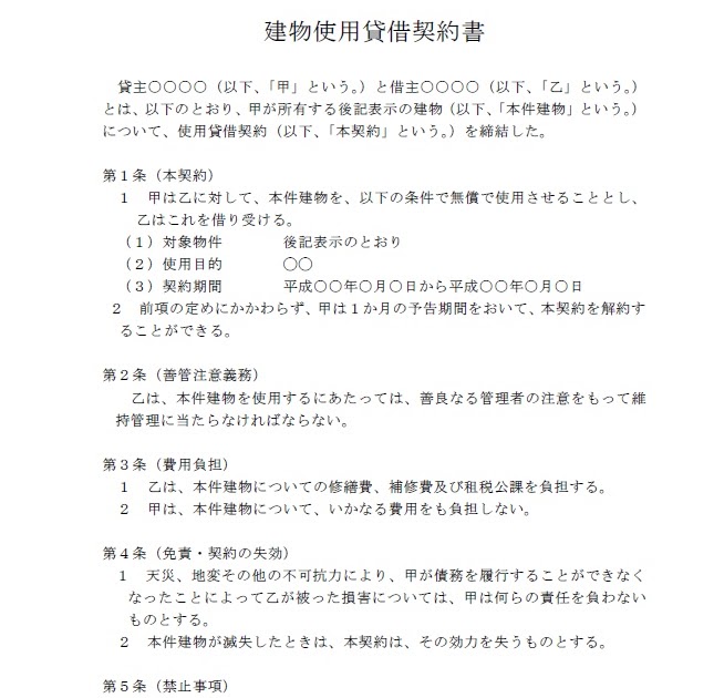 土地 借用 書 ひな 形