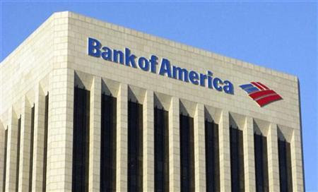 The logo of the Bank of America is pictured atop the Bank of America building in downtown Los Angeles November 17, 2011. REUTERS/Fred Prouser/Files
