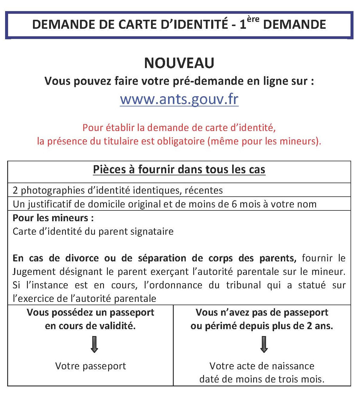 Pr demande carte identite carte