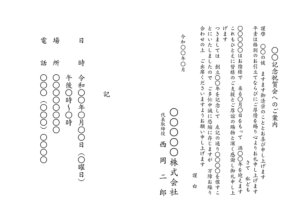 創立記念 お祝い 英文