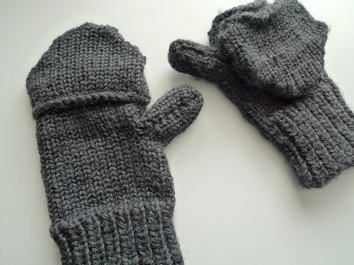 milly and tilly: Mens Loom Knit Convertible Mittens