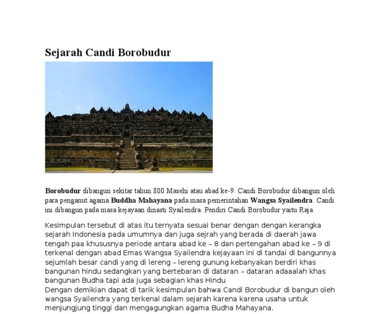 Struktur Teks Cerita Sejarah Candi Borobudur Terkait Teks
