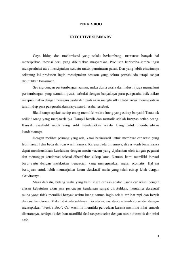 Contoh Executive Summary Makalah Rasmi H