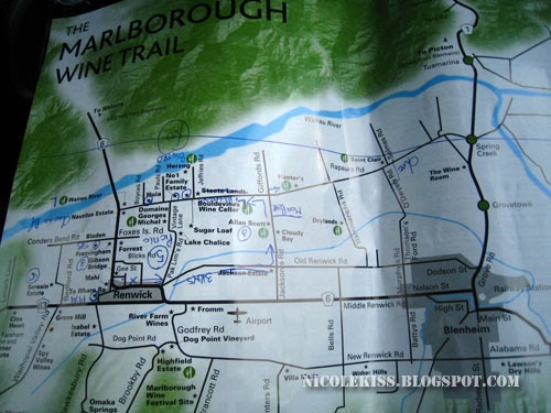 my jotted map of Marlborough wine country