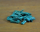 Mini hand-stained clothespins, 25 teal green