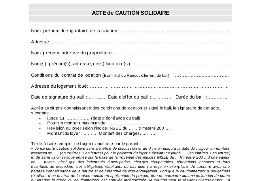 Document modèle Lettre de garant pour étudiant
