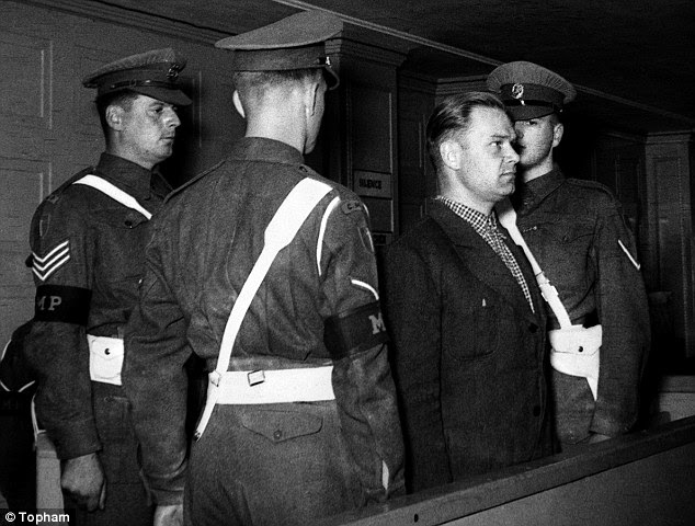 One of the fallen 50: Johannes Post at his trial, at the moment the death sentence was passed, surrounded by Gestapo guards