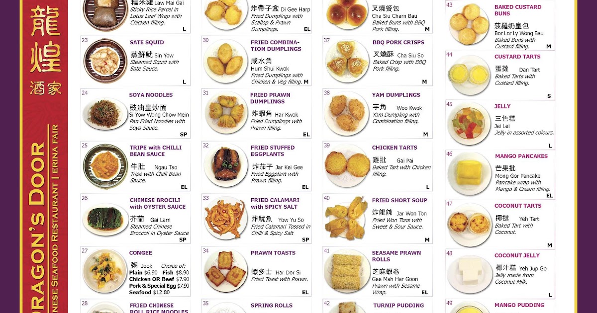 Names Of Chinese Food