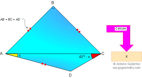 Problema 8: Triangulo, Ángulos, Isósceles, Trazos auxiliares. 