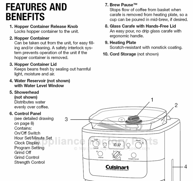 cuisinart coffee maker parts
