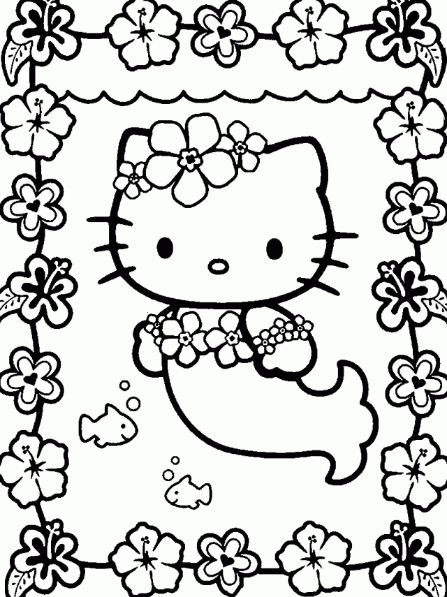 Mermaid Cat Coloring Pages