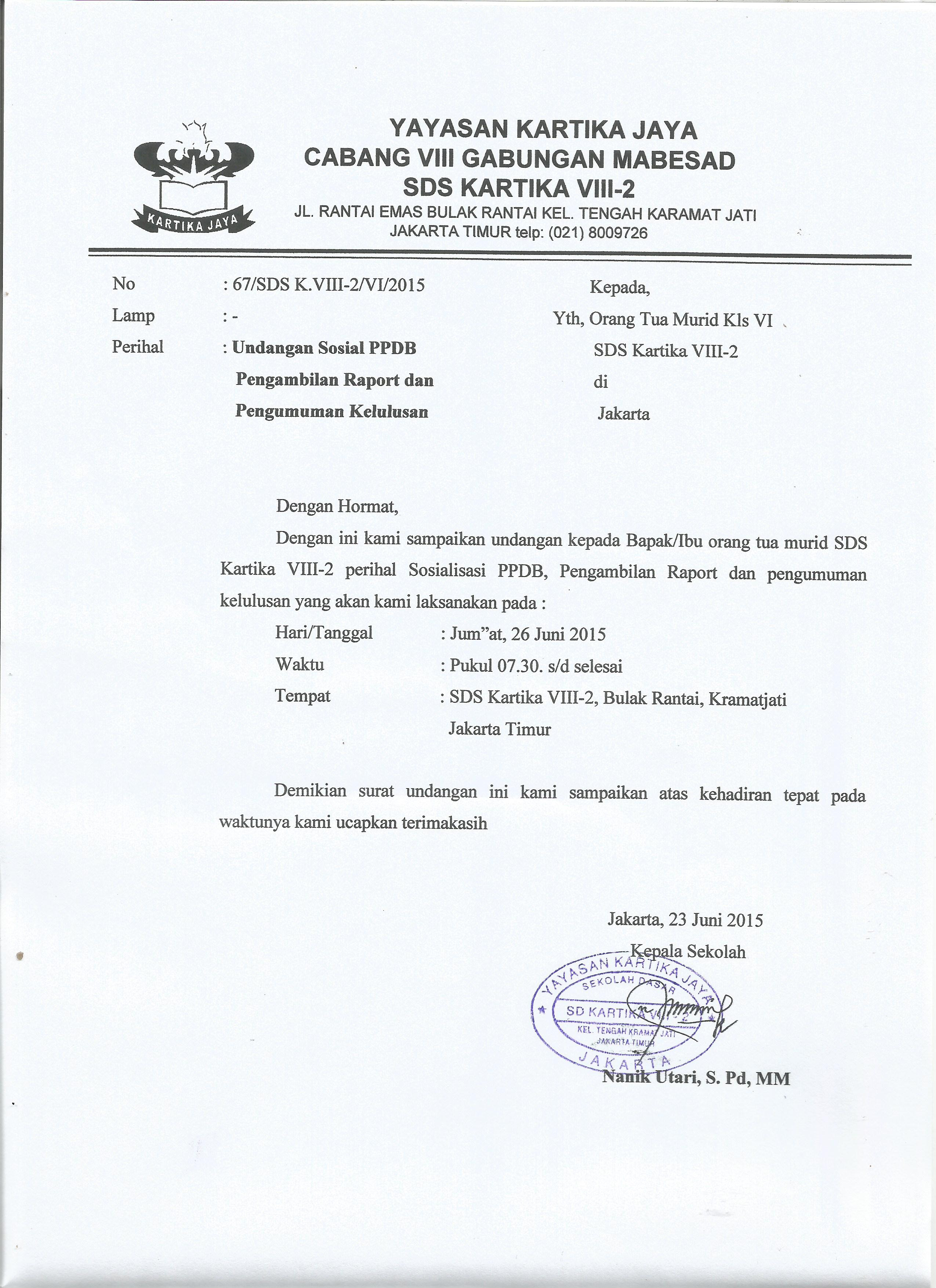 Contoh Surat Panggilan Untuk Wali Murid