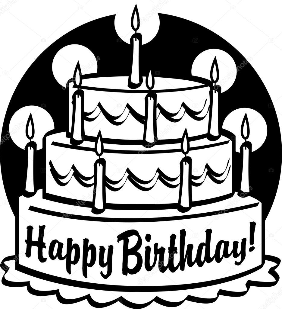 Birthday Cake Clipart Black And White No Candles