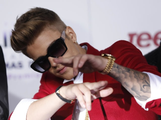 Image: File photo of Bieber posing at the premiere of the documentary "Justin Bieber's Believe" in Los Angeles