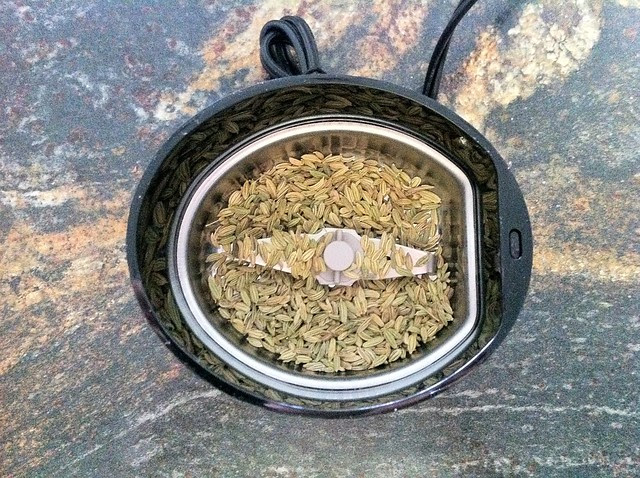 Fennel Seed in Coffee Grinder