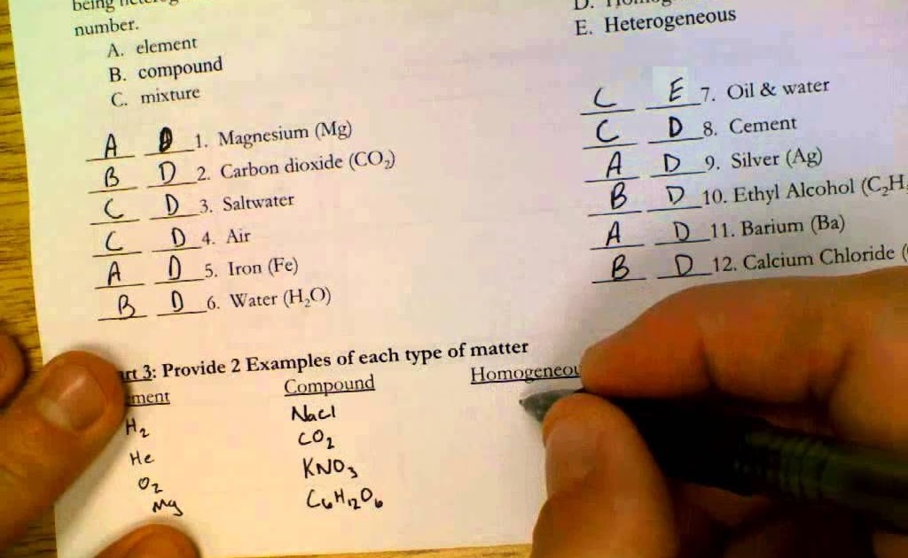 Classification Of Matter Pogil - Classification Of Matter Worksheet