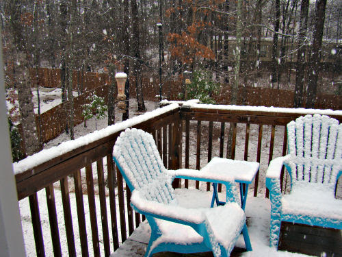 deck in the snow