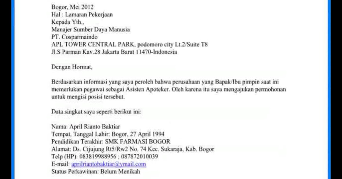Contoh Surat Lamaran Event Organizer Paling Baru Standar Format Sni