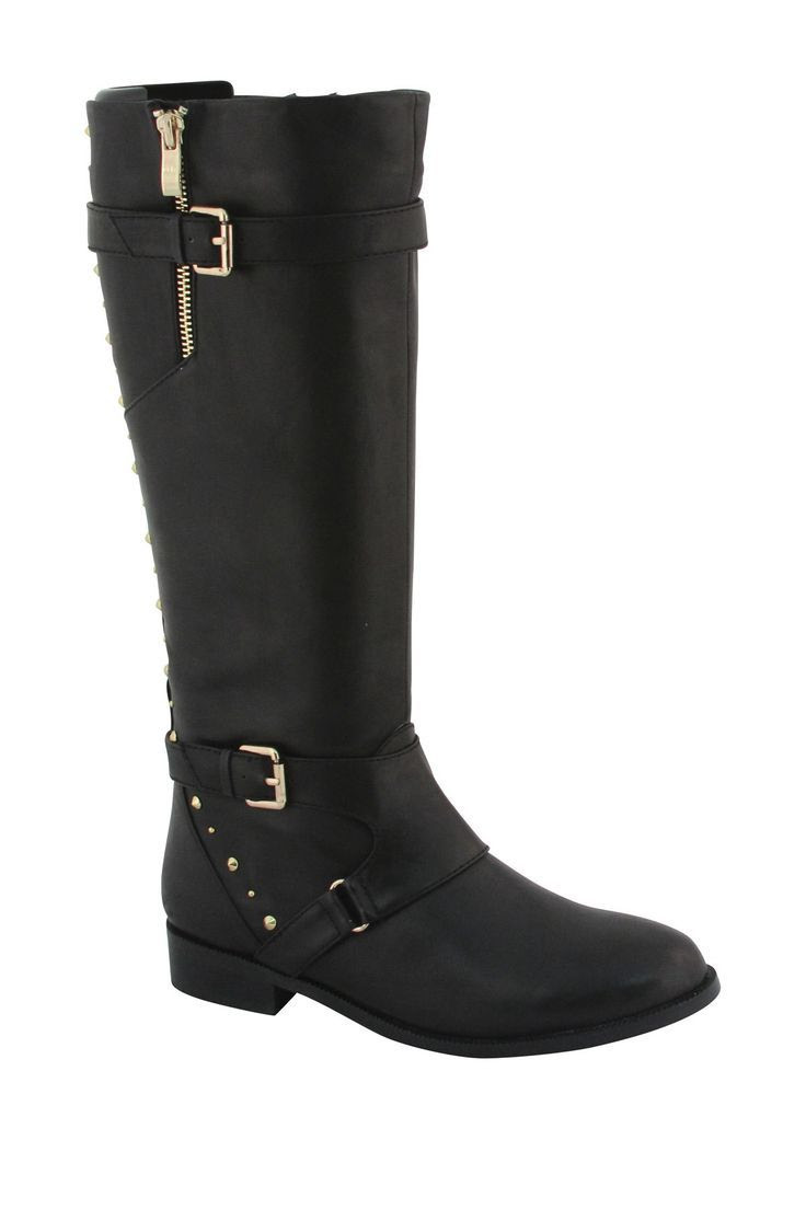 flat black and gold boots