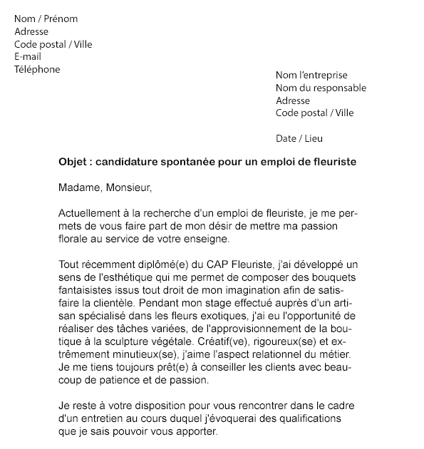 Lettre De Motivation Fleuriste Débutant  Herbert Bartley Lettre
