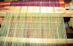 Pickup stick pushed to the back of the loom