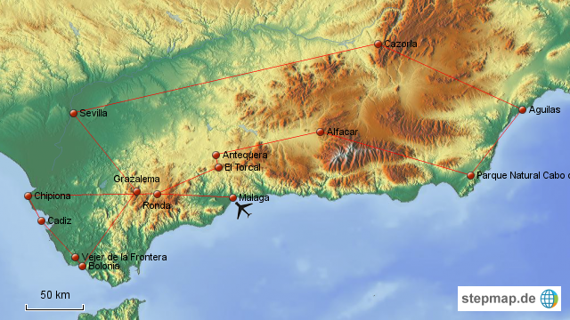 Karte Andalusien