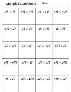 Simplify Square Roots Worksheet - bekimnews