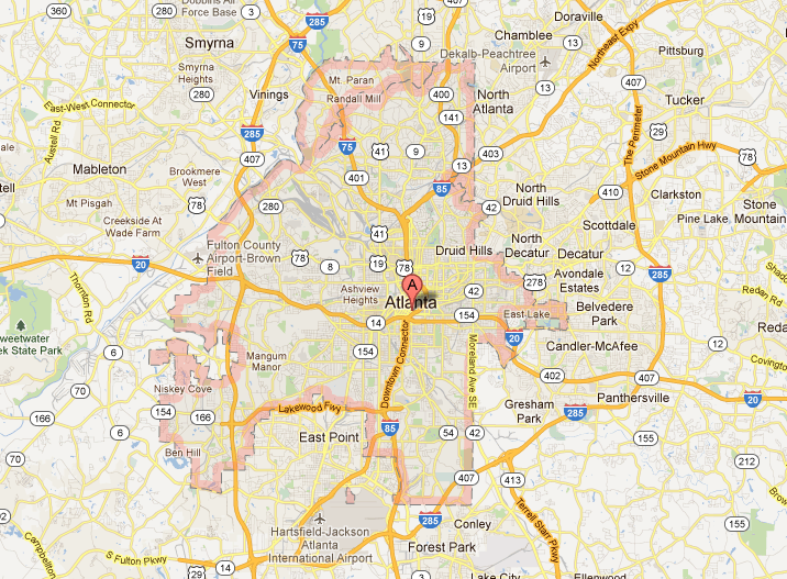 Map Of Cities Around Atlanta Ga 