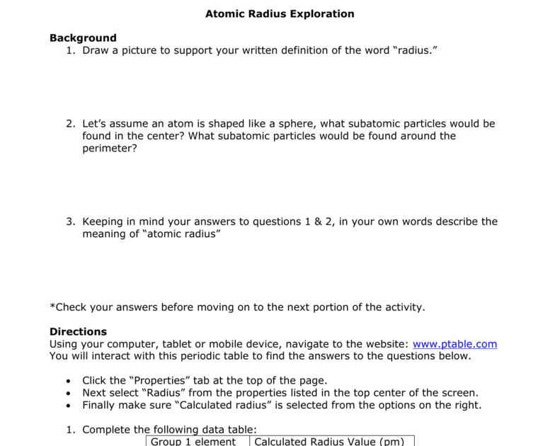 Periodic Trends Gizmo Answer Key Activity C - Introduction To Periodic