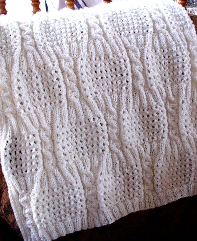 Craft Passions: Cabled Eyelet Baby Blanket..# free #knitting pattern link here