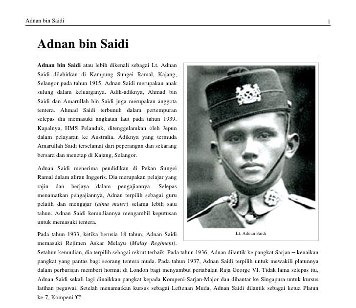 Sinopsis Novel Leftenan Adnan Sinopsis Novel Leftenan Adnan Wira
