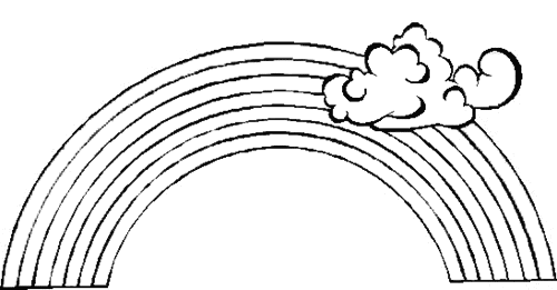 Free rainbow coloring sheets with clouds for kids to print and color.