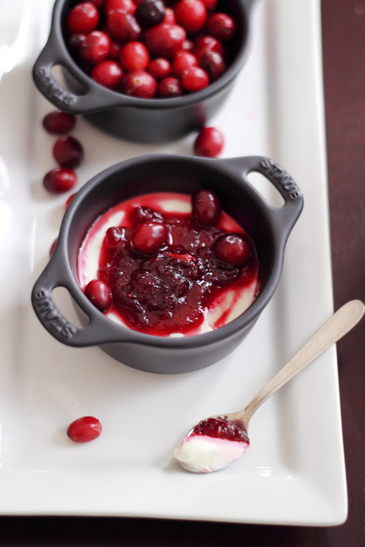 cranberry sangria preserve with yogurt pannacotta