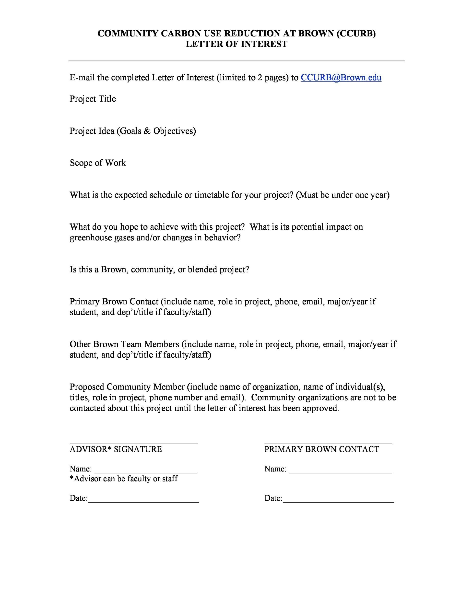 Letter Of Interest Template Free Download