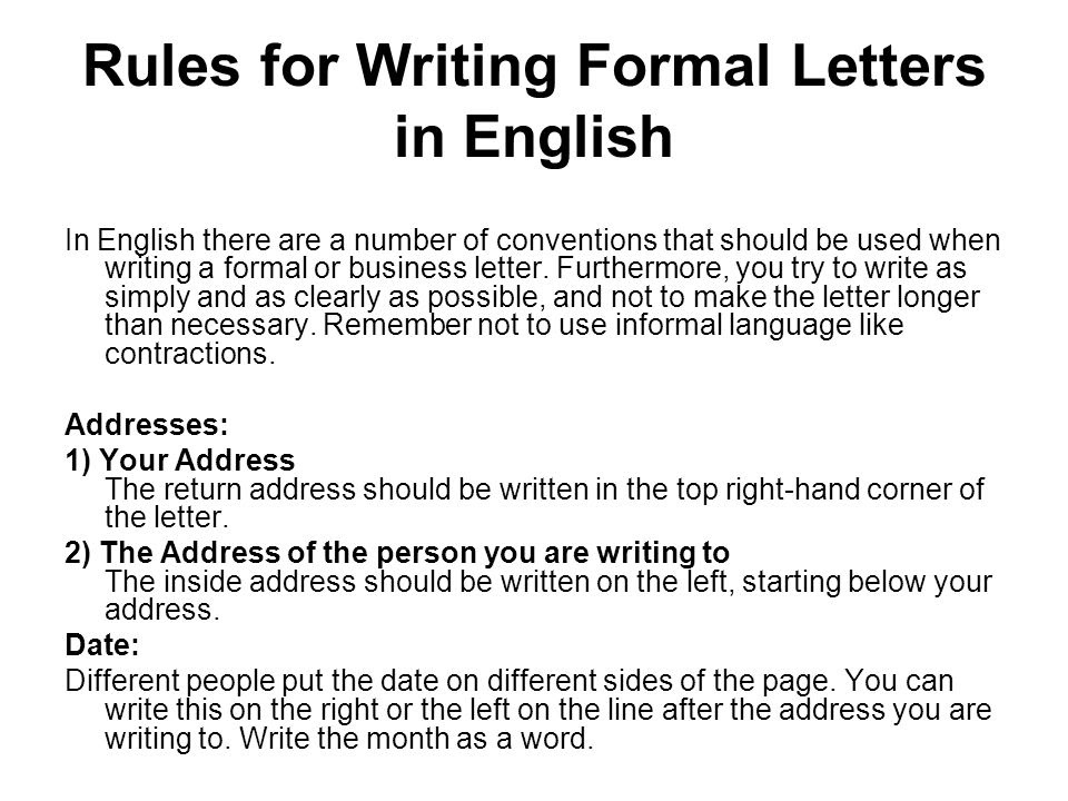 Letter Writing Rules