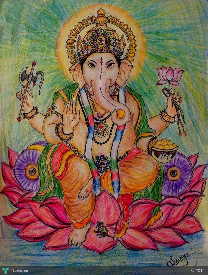Lord Ganesh Color Sketch By Soumya Touchtalent For Everything Creative