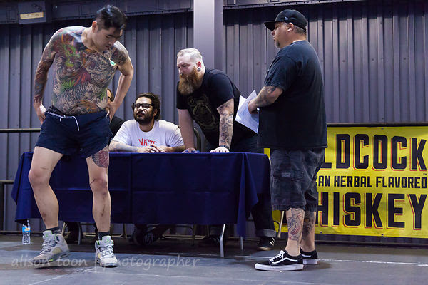 Judging the tattoo competition, Norcal Tattoo and Music Festival