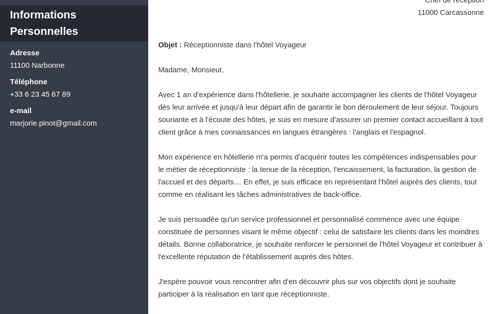 Lettre De Motivation Receptionniste Camping Sans Expérience
