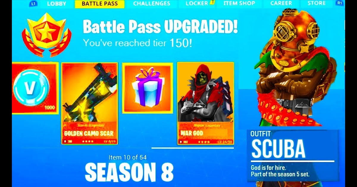 Fortnite Season 8 Battle Pass All Skins Fortnite Bucks Free