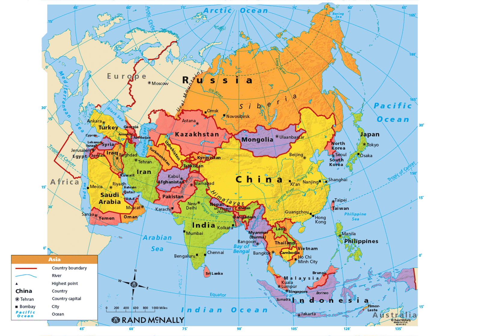 of Capital asian countries cities