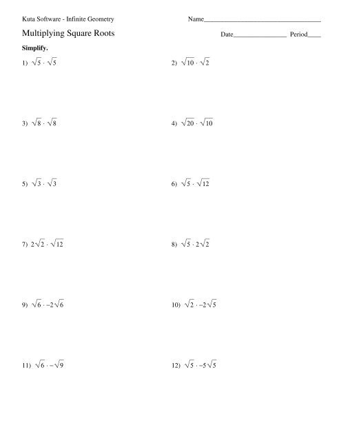 Simplifying Square Roots Worksheet Answers - slidedocnow