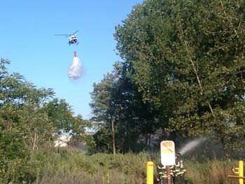 NYPD helicopter dropping NYPD helicopter dropping on brush fire