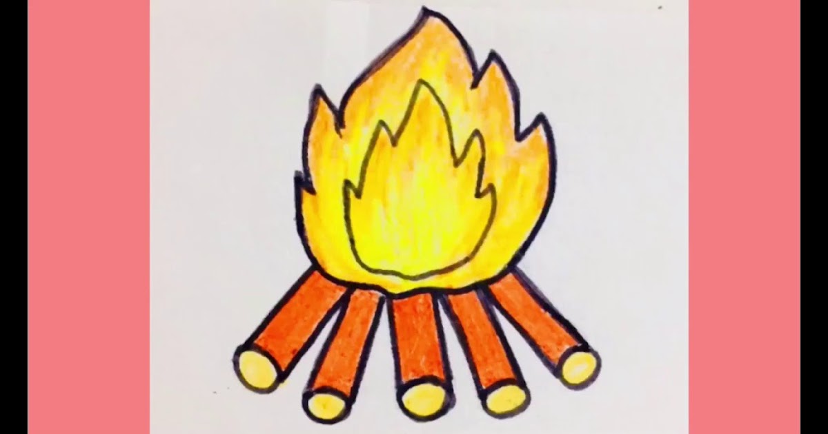 Bonfire Drawing / Vector bonfire isolated and wood explosion glowing