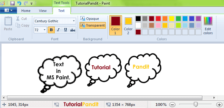 Picture Showing Text in Paint Drawings. text-tool-in-ms-paint