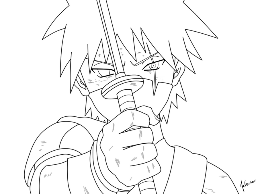Naruto Kakashi Coloring Page  Kakashi and Obito KAMUI! Lineart by