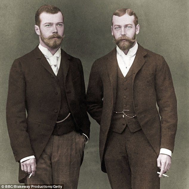 Firm friends: Tsar Nicholas II and King George V were cousins and close friends thanks to their mothers