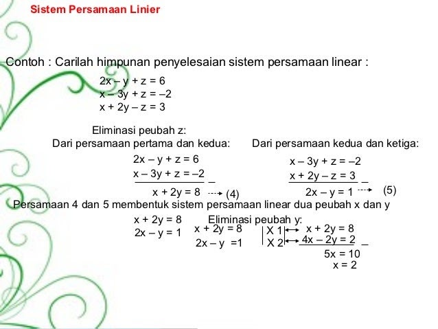 Contoh Soal Persamaan Linear 1 Variabel