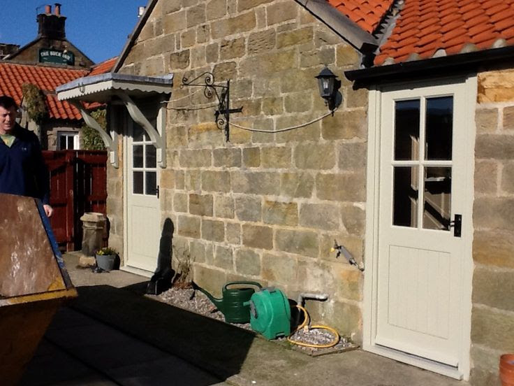 New front doors painted french gray farrow and ball