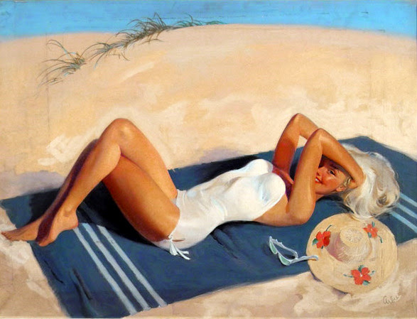 Woman Reclining On Beach Woman Reclining On Beach